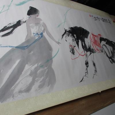 Chinese Art On Silk Paper Approx 70