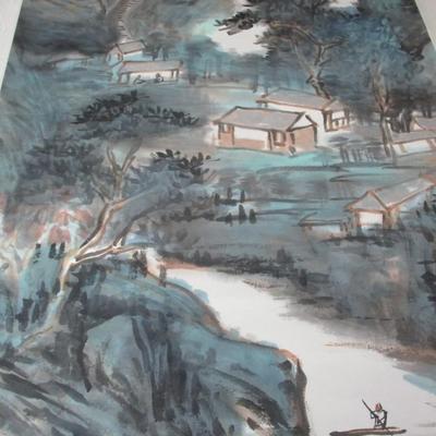 Chinese Painted Art On Silk Paper Approx 84