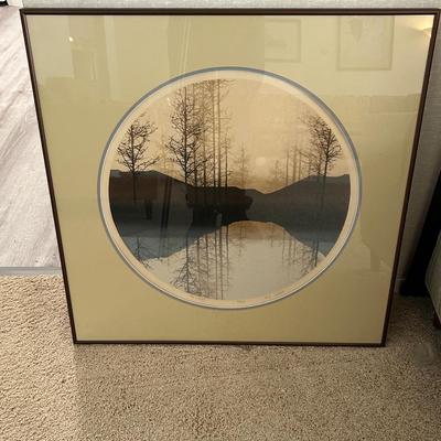 Virgil Thrasher Still Water 255/300 large ltd ed sgn print round in big frame