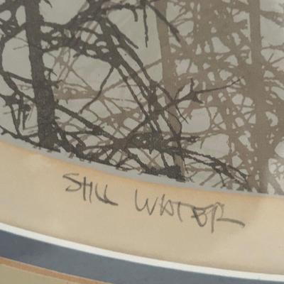 Virgil Thrasher Still Water 255/300 large ltd ed sgn print round in big frame