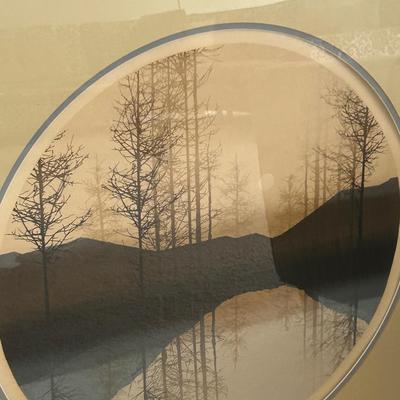 Virgil Thrasher Still Water 255/300 large ltd ed sgn print round in big frame
