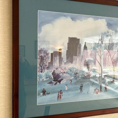 Professionally framed print of Central Park, New York.