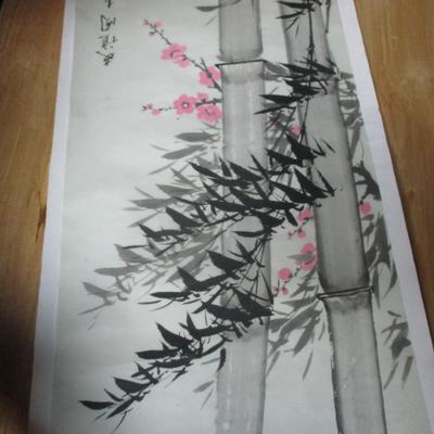 Chinese Painted Art On Rice Paper Approx 25 1/2