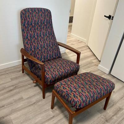 MCM, modern dux, chair, and ottoman made in Sweden
