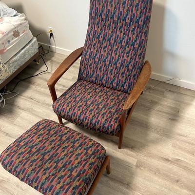 MCM, modern dux, chair, and ottoman made in Sweden