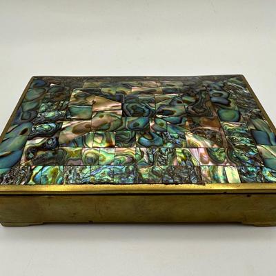 Brass & Abalone Shell Trinket Box