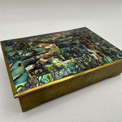 Brass & Abalone Shell Trinket Box
