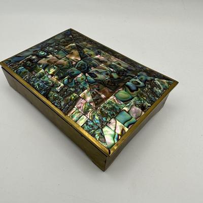 Brass & Abalone Shell Trinket Box