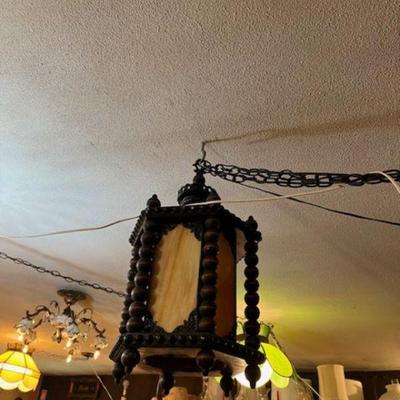 Mid Century Modern Chain hanging Slag Lamp (1 of 2) Gothic Style