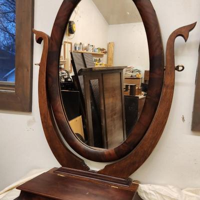 Antique vanity mirror/glovebox