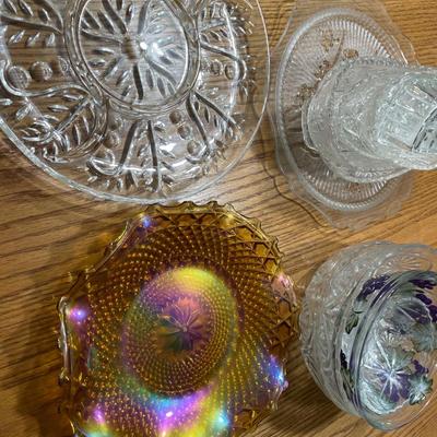 Crystal and carnival glass