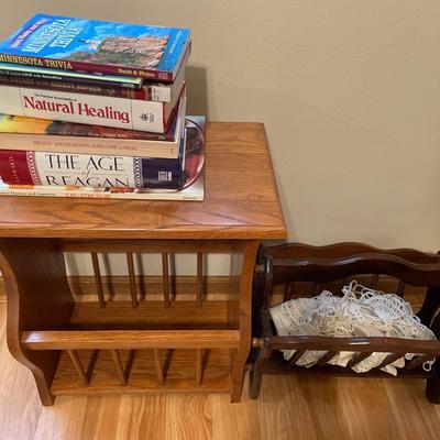 Books, table and magazine rack