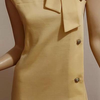 Vtg 1960s Domani knits Yellow Twiggy dress