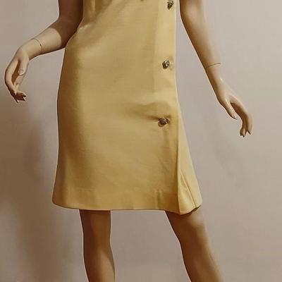 Vtg 1960s Domani knits Yellow Twiggy dress