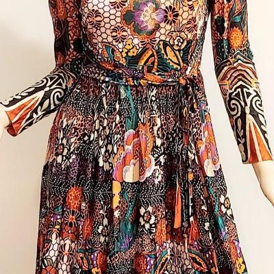 Vtg 1970s Miss ELLIETTE California Maxi Psychedelic jersey dress