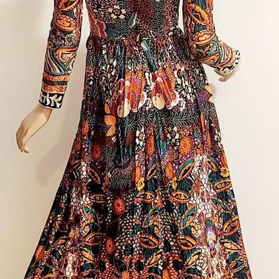 Vtg 1970s Miss ELLIETTE California Maxi Psychedelic jersey dress