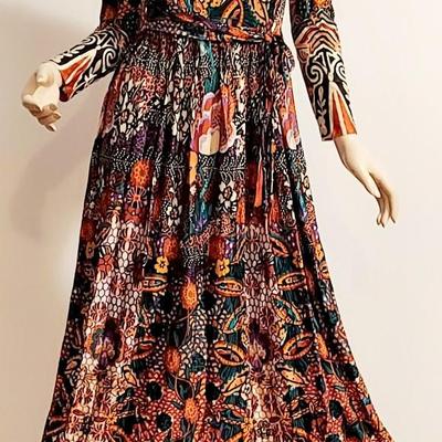 Vtg 1970s Miss ELLIETTE California Maxi Psychedelic jersey dress