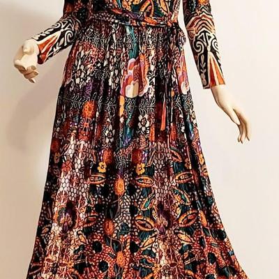 Vtg 1970s Miss ELLIETTE California Maxi Psychedelic jersey dress