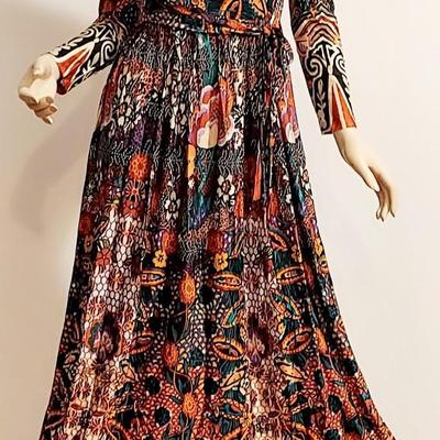 Vtg 1970s Miss ELLIETTE California Maxi Psychedelic jersey dress