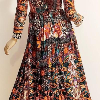 Vtg 1970s Miss ELLIETTE California Maxi Psychedelic jersey dress