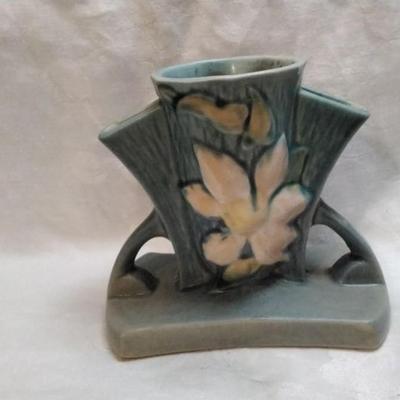 1940s Roseville Pottery Clematis Flower Frog Vase No. 107-8