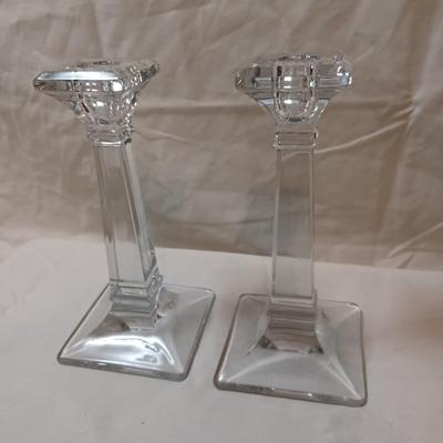 Heisey "Aristocrat Clear" Glass Candlesticks Pair