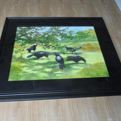 Framed Painting On Canvas Approx 23 3/4