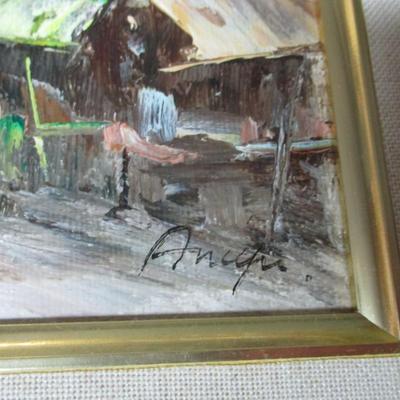 Framed Painting Signed On Canvas Approx 15 1/2