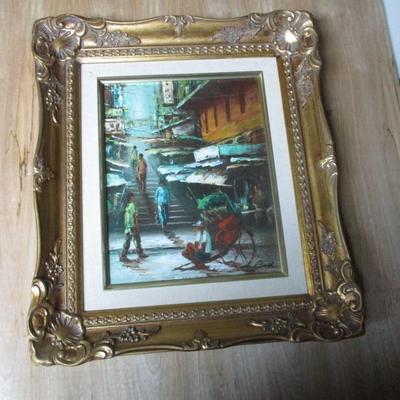 Framed Painting Signed On Canvas Approx 15 1/2