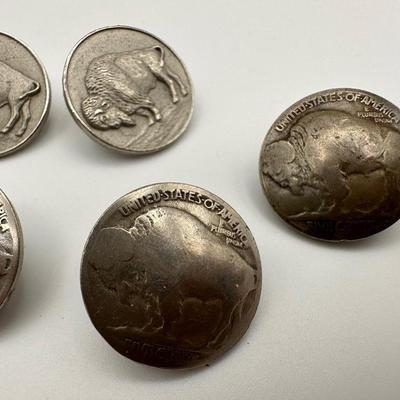 US 5 Cents Buffalo Nickel Buttons