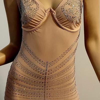 Layering fully rhinestone Maxi dress Bra Bodice