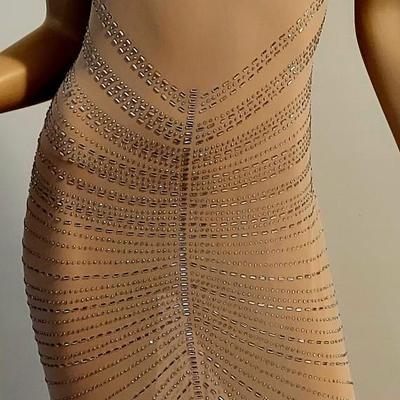 Layering fully rhinestone Maxi dress Bra Bodice