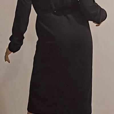 Vtg 80s Oscar de La Renta Cashmere/Wool Blend Embellished wiggle Dress