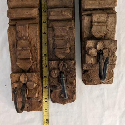 Carved Wood Hanging Hooks