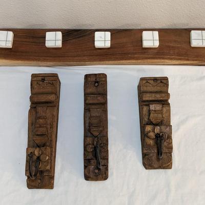 Carved Wood Hanging Hooks