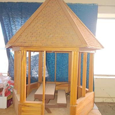 Large handmade light up Gazebo with Picnic table for Display or dolls