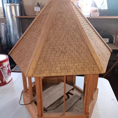 Large handmade light up Gazebo with Picnic table for Display or dolls
