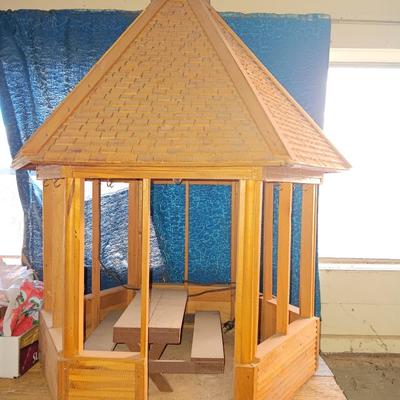 Large handmade light up Gazebo with Picnic table for Display or dolls