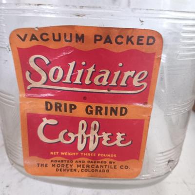 Two antique embossed design glass Coffee jars - Solitaire drip grind coffee