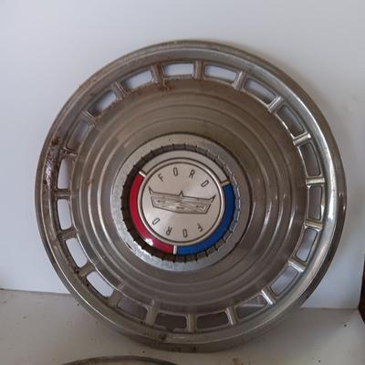 Two 1963 FordD Galaxie LTD used OEM 14" Stainless steel 18 slot hubcaps