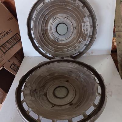 Two 1963 FordD Galaxie LTD used OEM 14" Stainless steel 18 slot hubcaps