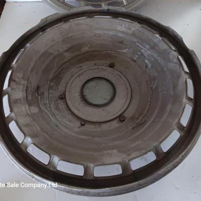 Two 1963 FordD Galaxie LTD used OEM 14" Stainless steel 18 slot hubcaps