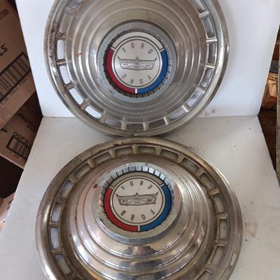 Two 1963 FordD Galaxie LTD used OEM 14" Stainless steel 18 slot hubcaps