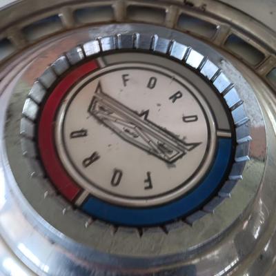 Two 1963 FordD Galaxie LTD used OEM 14" Stainless steel 18 slot hubcaps