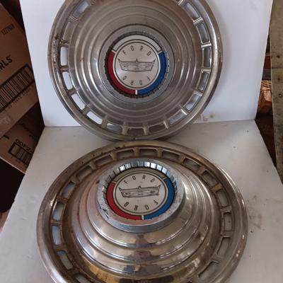 Two 1963 FordD Galaxie LTD used OEM 14" Stainless steel 18 slot hubcaps