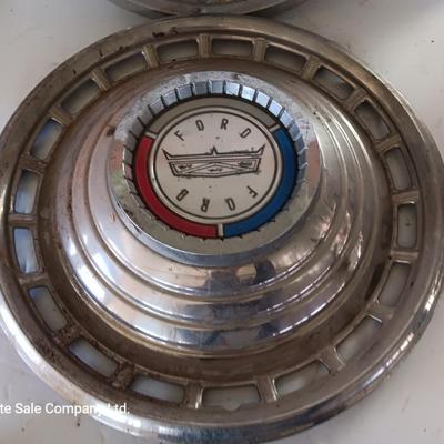Two 1963 FordD Galaxie LTD used OEM 14" Stainless steel 18 slot hubcaps