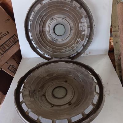 Two 1963 FordD Galaxie LTD used OEM 14" Stainless steel 18 slot hubcaps