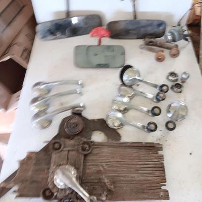 Vintage automobile accessory items - window cranks - rearview mirrors - and more