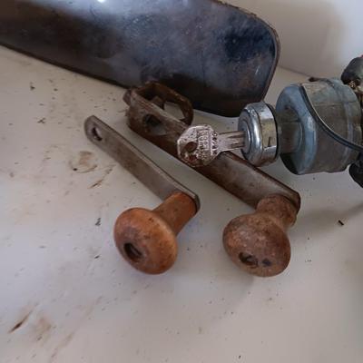 Vintage automobile accessory items - window cranks - rearview mirrors - and more