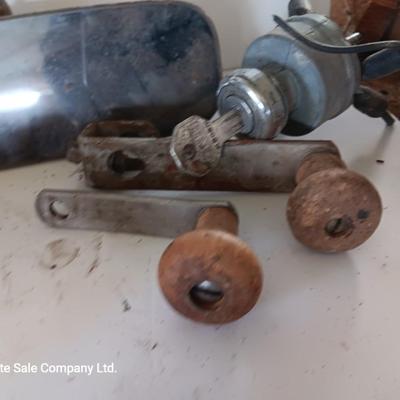Vintage automobile accessory items - window cranks - rearview mirrors - and more